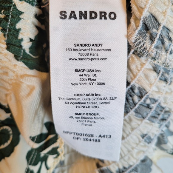 Sandro Women Ramatuelle Smocked Tie Shoulder Tank Top Size 1 Ivory Floral Boho - Picture 3 of 8